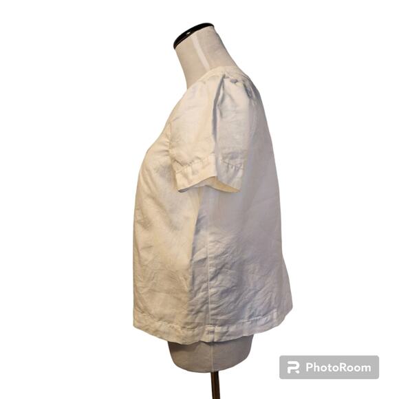 Madewell Cotton/Linen Blend Short Sleeve Blouse White - Extra Small (XS) - Picture 4 of 9